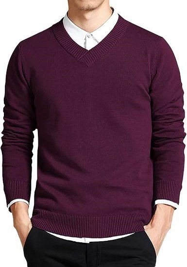 Mens V Neck Sweater Slim Fit Comfortably Knitted Long Sleeve Casual Business Pullover Dress Sweater